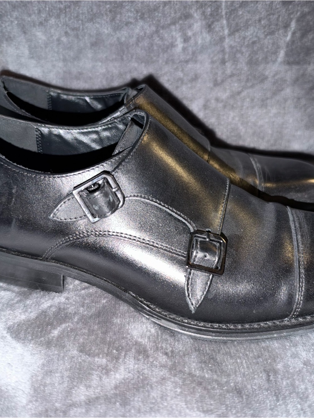 Aldo Black Double Monk Strap Oxfords